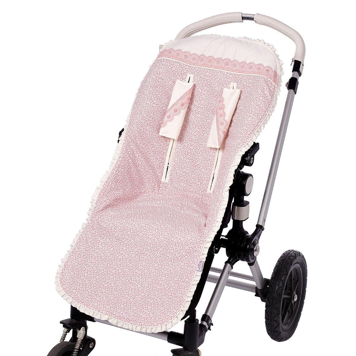 Funda Sillita y Cubrearneses Flores Rosa Puntilla Bebiti Nanetes - Nanetes #